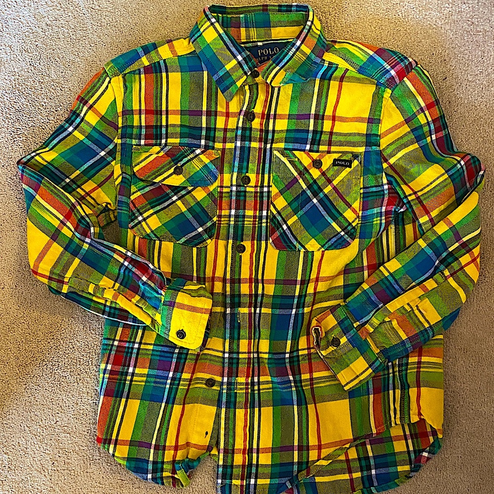 Ralph Lauren Boys (Sz 6) Yellow Plaid Twill Shirt